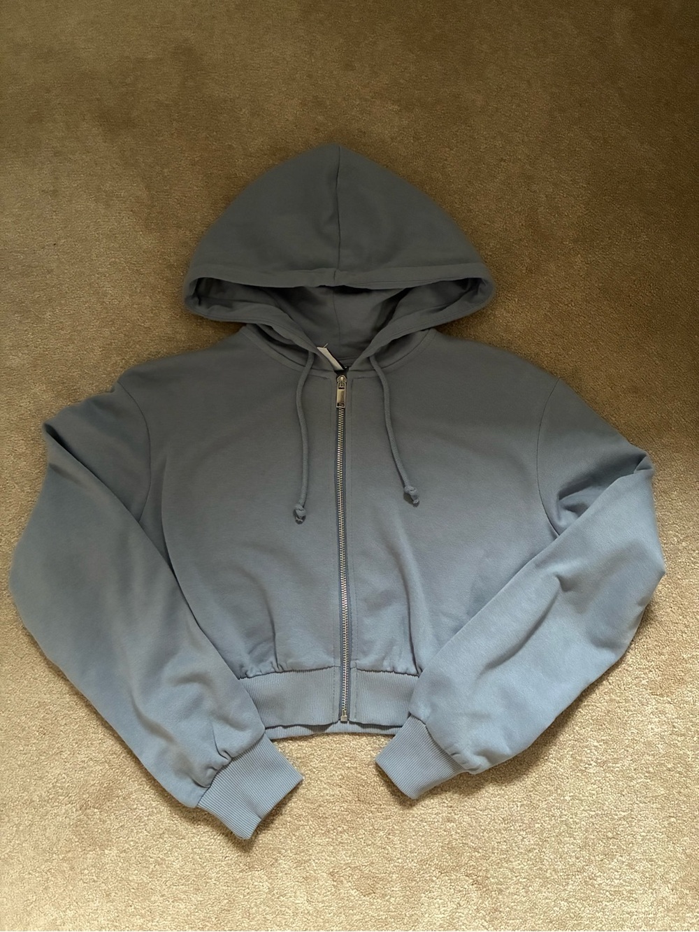 H&M Slate Gray Cropped Zip-Up Hoodie
